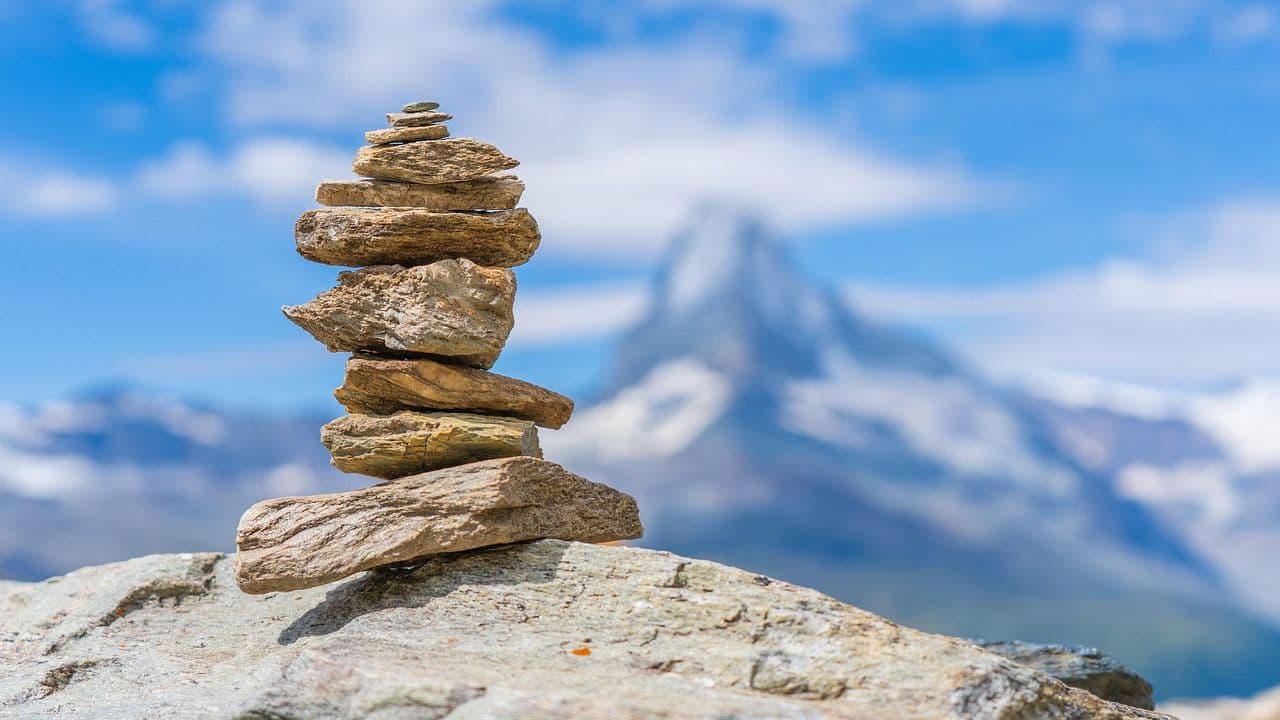 Stack of rocks on a mountain top